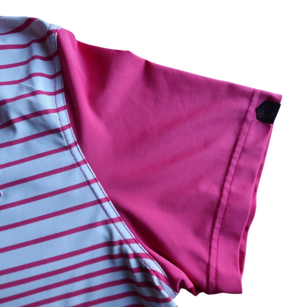 Puma Golf Pink Striped Polo L DryCELL Performance Shirt Sz L Women's XL - Picture 7 of 10